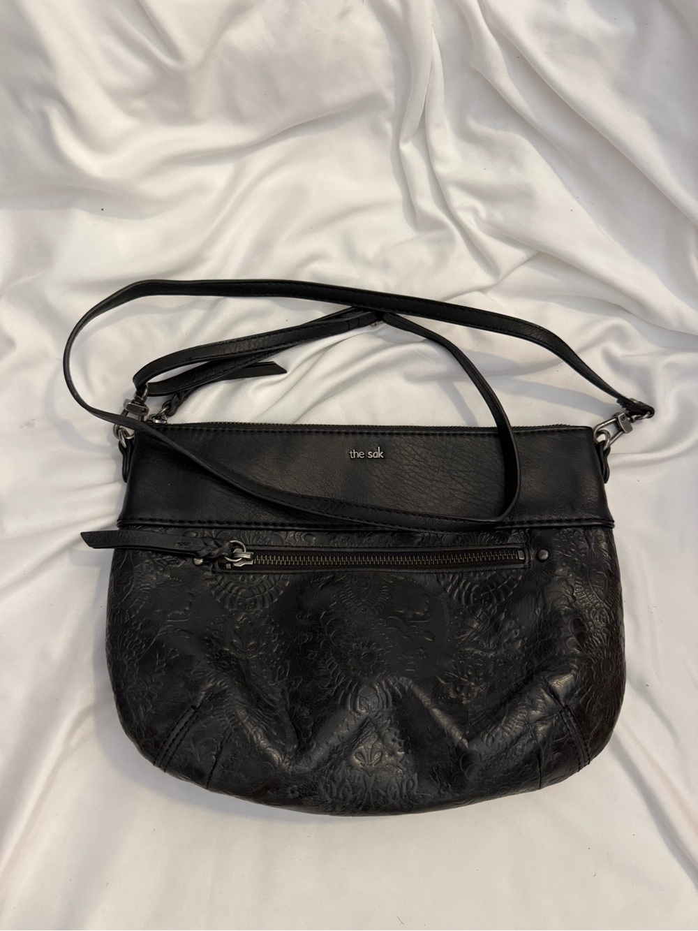 Like New The Sak Oleta Embossed Leather Crossbody Clutch Bag